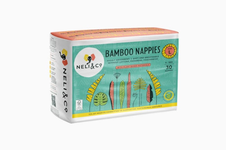 Neli & Co Bamboo Eco Nappies (Diapers) - 9Kg - 15Kg (L) | 30 Pieces