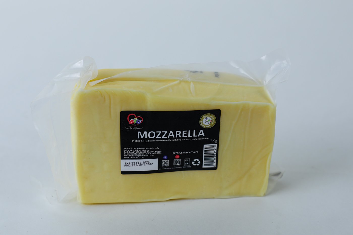 Bio Cheese Mozzarella Blocks - 1kg - Greenspoon