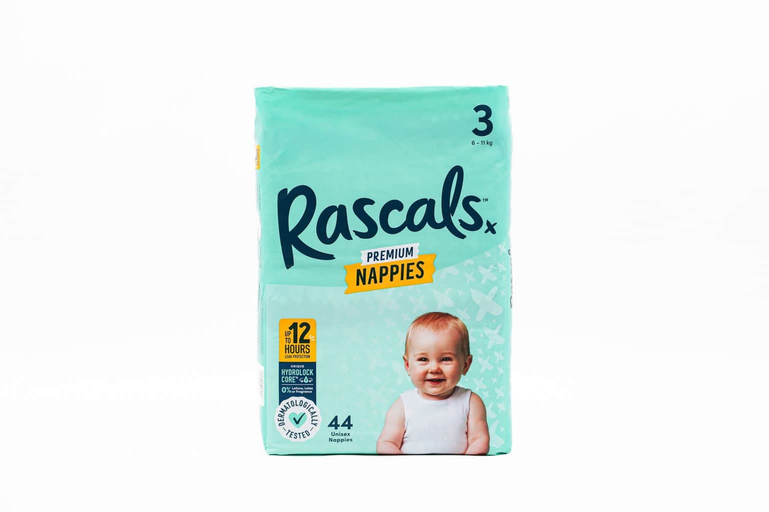 Rascals Premium Nappies (Crawler) – 6Kg – 11Kg | Size 3 | 44 Pieces
