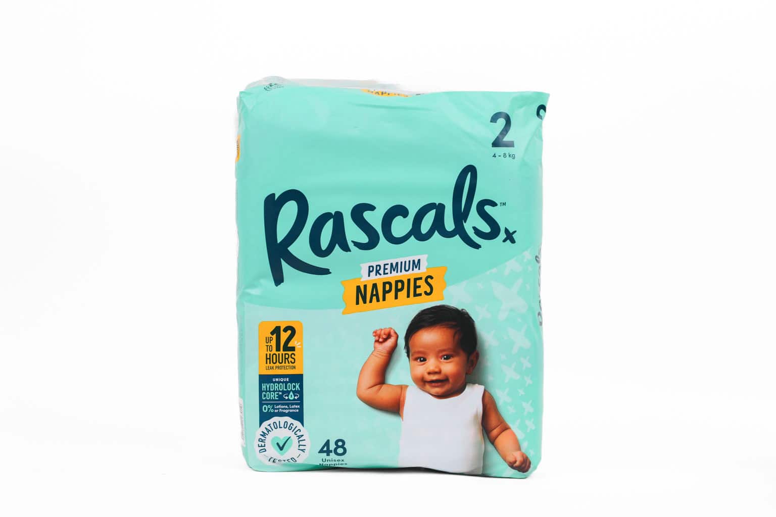 Rascals Premium Nappies (Infant) – 4Kg – 8Kg | Size 2 | 48 Pieces