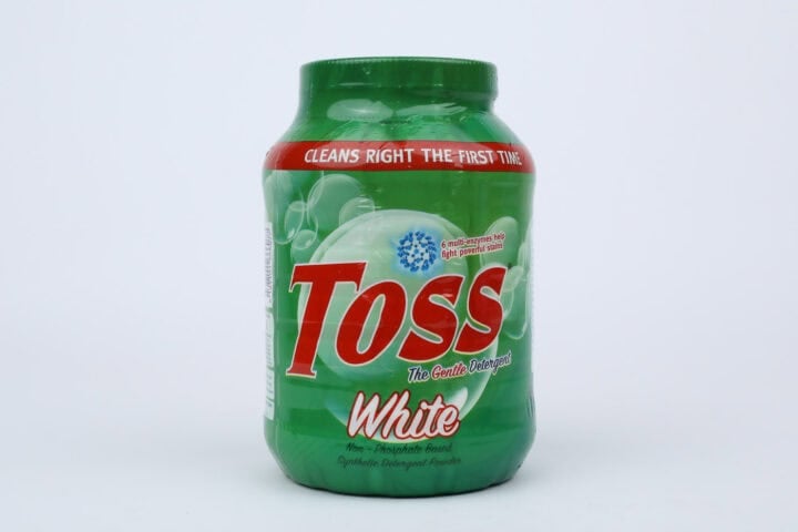 Toss White Washing Powder Jar