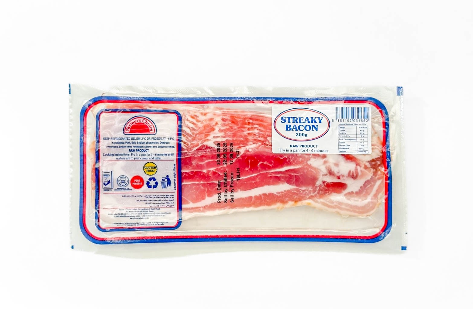 Farmer’s Choice Pork Streaky Bacon (Chilled)
