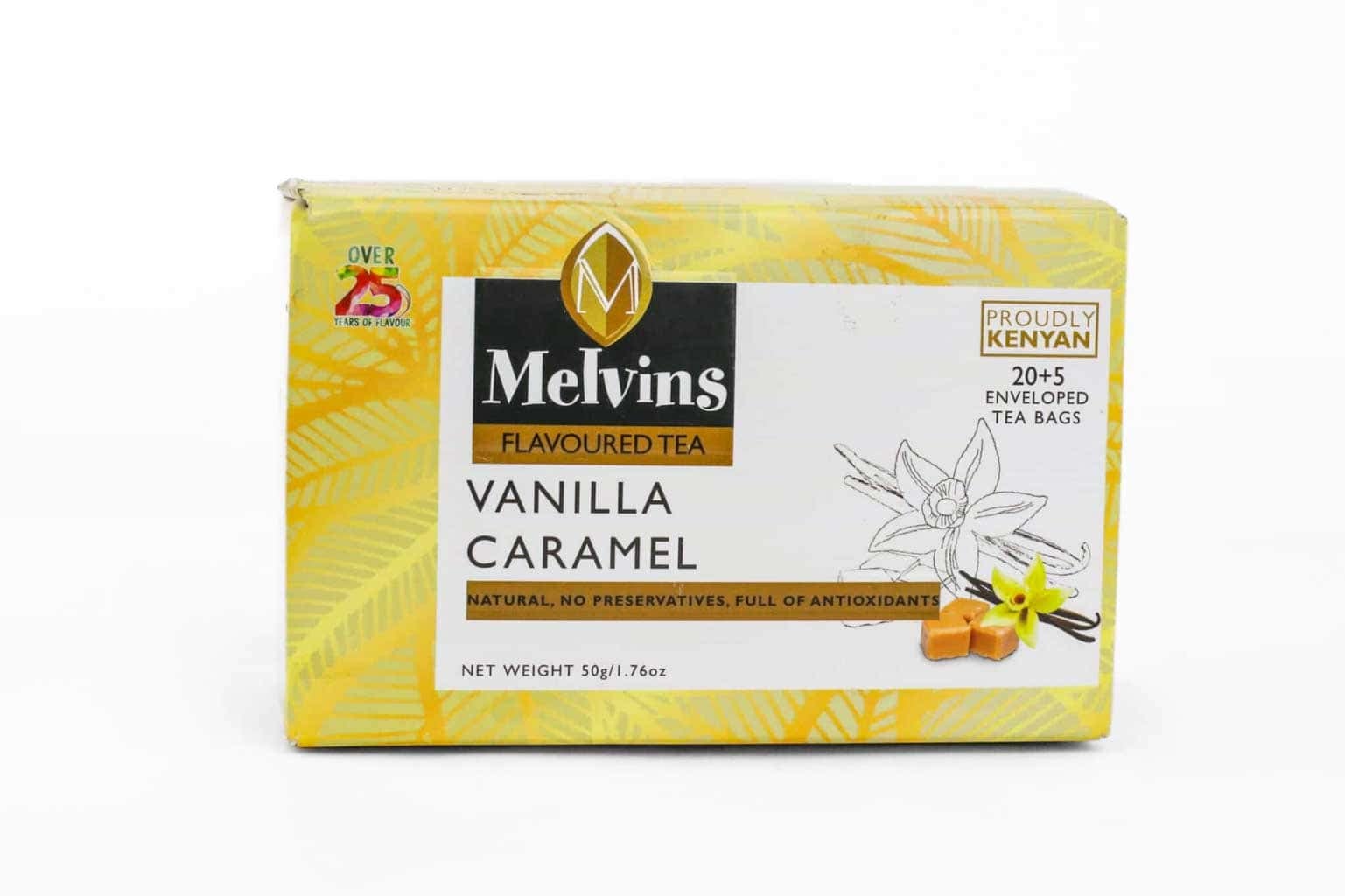 Melvins Vanilla Caramel Flavoured Tea Bags – 25 Tea Bags