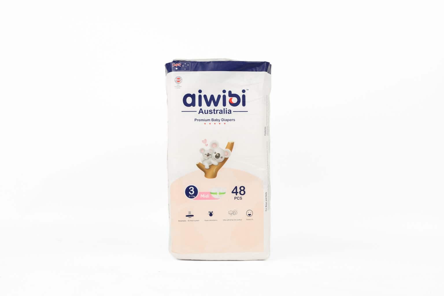 Aiwibi Baby Diapers Medium – 48 Pieces (6Kg – 11Kg)