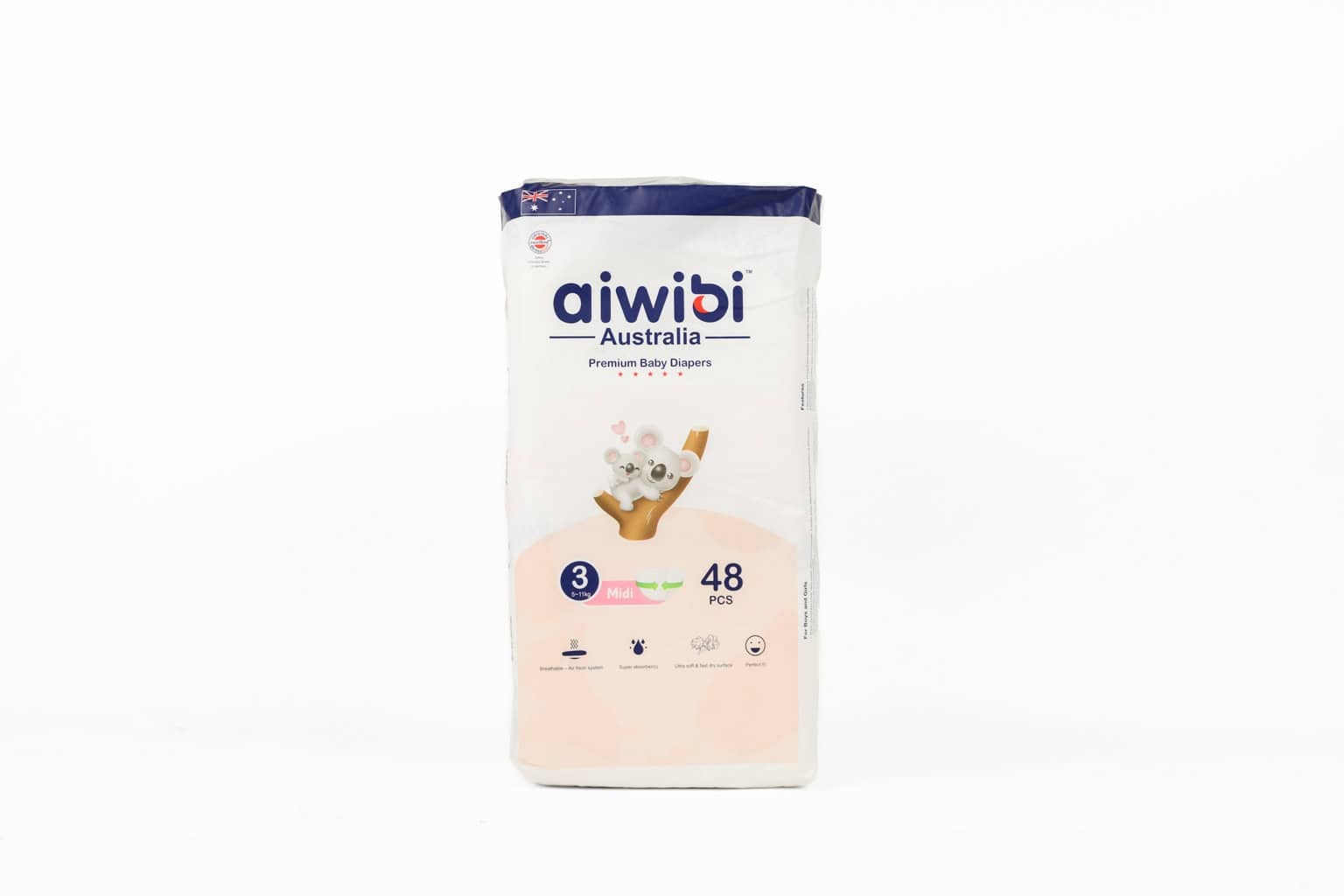 Aiwibi Baby Diapers Large – 44 Pieces (7Kg – 14Kg)