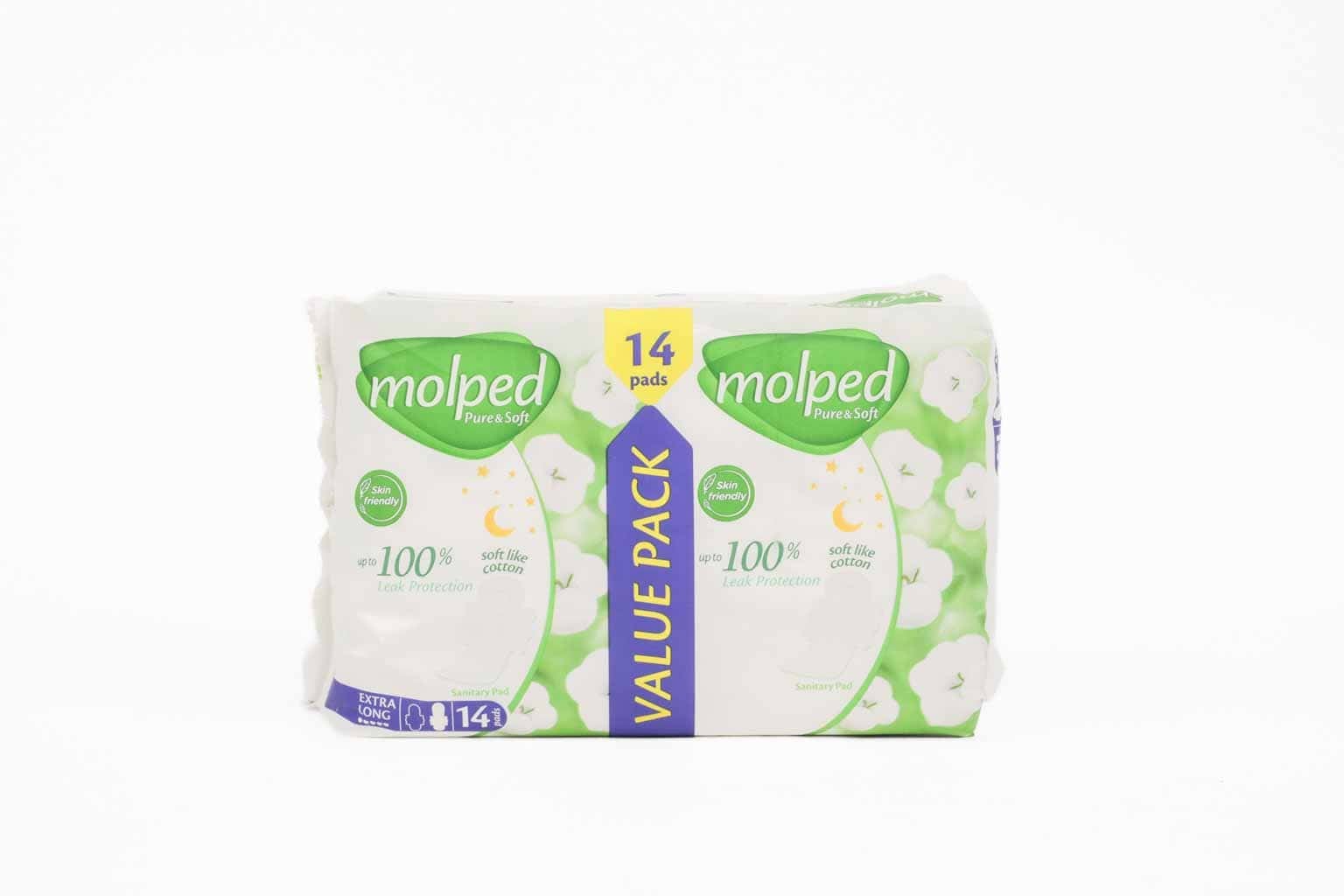 Molped Pure & Soft Extra Long Sanitary Pads – 14 Pieces