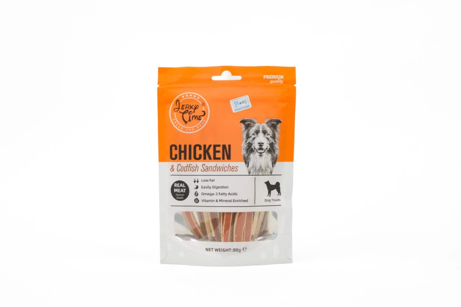 Jerky Time Dog Chicken And Codfish Sandwich – 80g