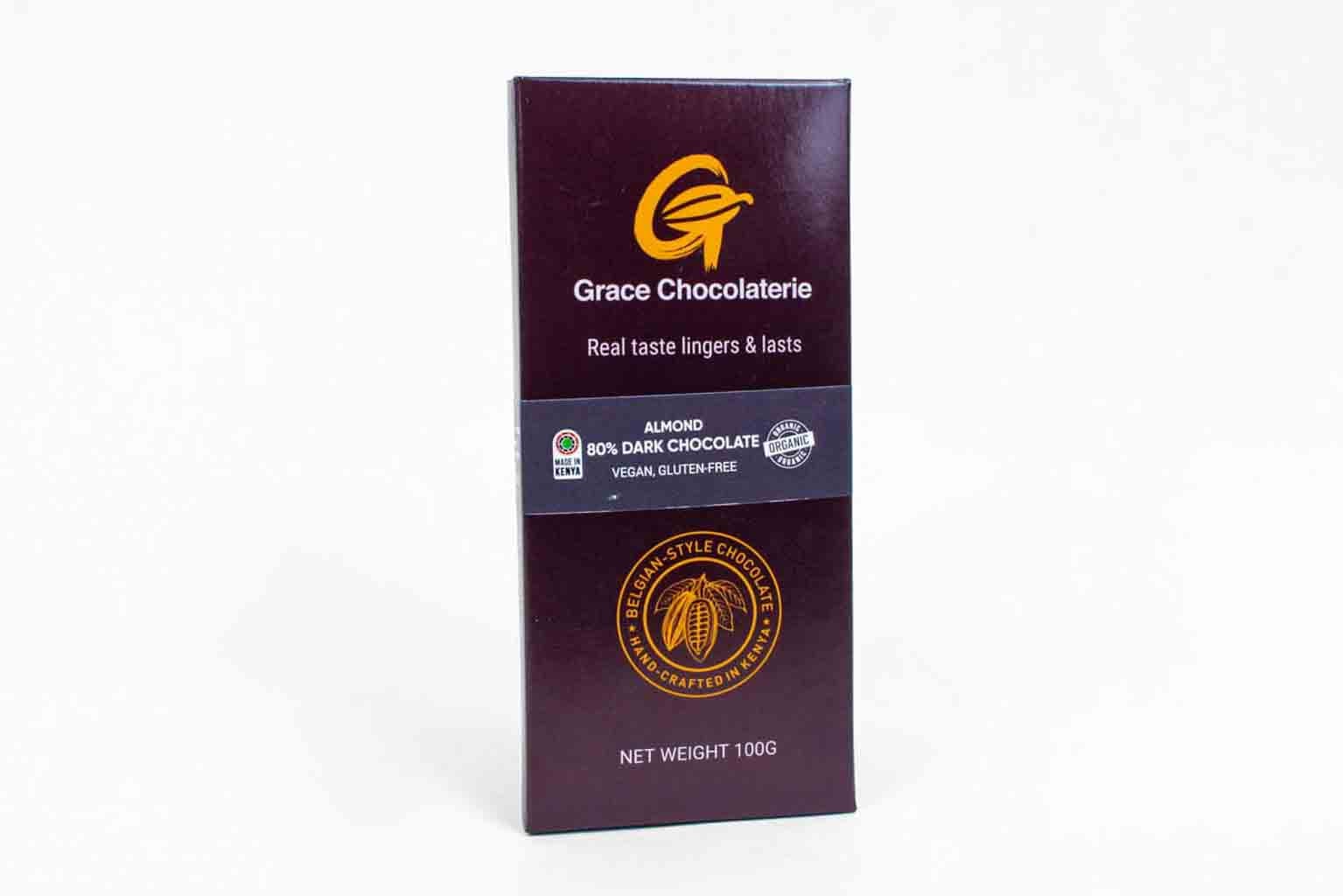 Grace Chocolaterie Almond 80% Dark Chocolate (Gluten-Free)