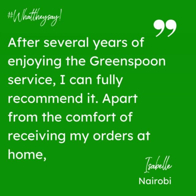 Have you tried Greenspoon? Use SHOPONLINE1000 to get Kshs. 1,000 off your first order!⁠
⁠
Make the switch to online shopping and experience: Quality, Convenience, and Great Service! 🛒📦🌐🛍️ ⁠
⁠
—————————————————————⁠
⁠
🏍 GreenspoonGo: We are now open 7 days a week until 7 pm for delivery within 3 hours!⁠
⁠
📱 Download our app to enjoy our honestly delicious collection at the touch of a button! 😎⁠
⁠
🚛 We deliver free* 7 days a week and with a big smile 😁⁠
⁠
🍅 We now have 3500+ honestly delicious products waiting for you! 🍩 🍳 🍻⁠
⁠
⁠👩🏾‍🔬 We research every product on quality, food safety and environmental impact, so you don't have to!⁠
⁠
💸 Better product without breaking the bank!! We price-match with the shops you know! ✅⁠
⁠
🆘 Something wrong? We will refund you same day 🌟⁠
⁠
🇰🇪 Shop local -> shop green 🌿 and support Kenyan entrepreneurs ⁠
⁠
⏩ www.greenspoon.co.ke ⏪⁠
⁠
Use HONESTLYDELICIOUS to get Kshs. 500 off your first order! ⁠
⁠
Good for you, good for the planet 🌍⁠
⁠
*Orders above 5,000 KES⁠
⁠
⁠