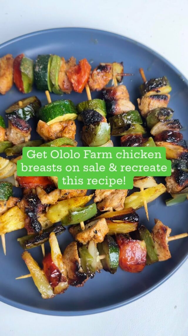 Simple Chicken Skewers 😋

We’ve got @ololofarm chicken breasts on 10% discount! Grab them + every other ingredient you need on our website and re-create the simple recipe at home! 

Ingredients 
@ololofarm chicken breasts 500g
@topfood.ea poussin sauce
@topfood.ea cumin
@topfood.ea garlic powder
@topfood.ea lemon pepper seasoning
Bamboo skewers 
Pineapple 
Zucchini 
@macuisine_ke wild bush honey
Cherry tomatoes
Red or white onions

Take advantage of the sale - don’t miss out! 
first order? Use SHOPONLINE1000 to get Kes. 1,000 of your first order. 🛒🕺