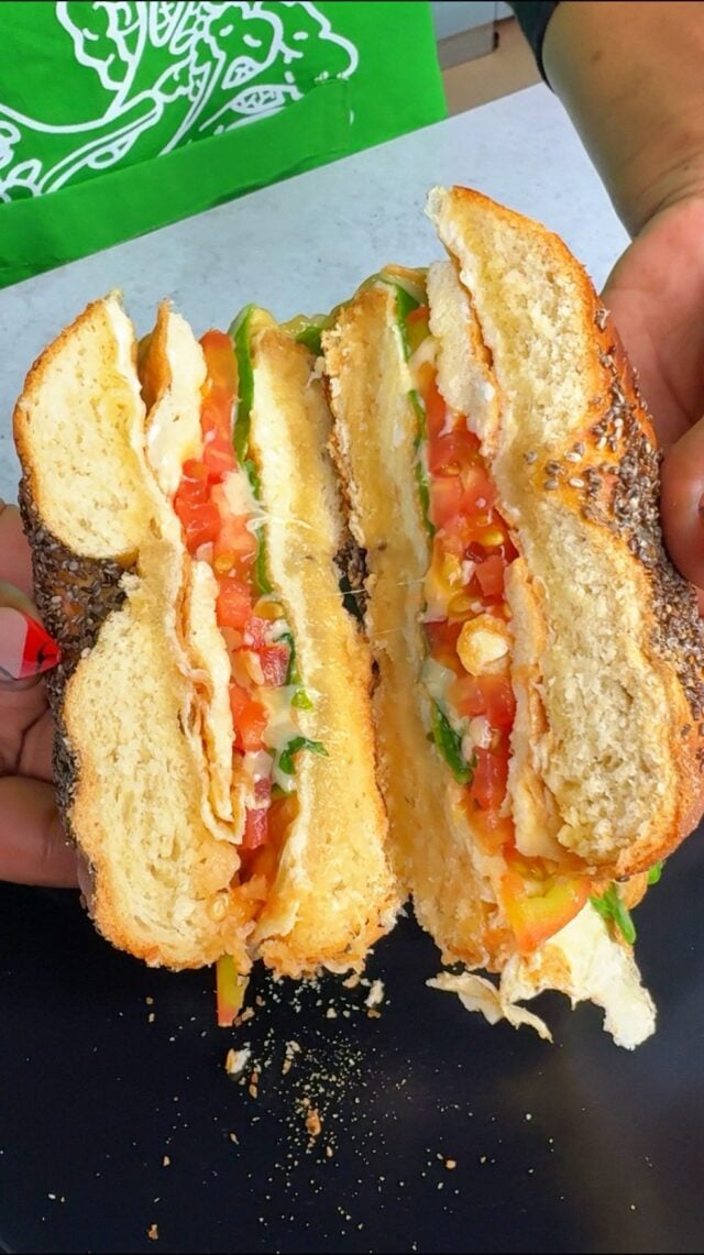 Our bagels are baked fresh every day, and we love finding new ways to enjoy them 🥯✨

Order them, plus all the ingredients in this recipe, directly from our website or mobile app, delivered in just 45 minutes. 🛒🚚

Here’s one of our favorite easy bagel recipes to try 👇🥯🍳

Bagel Egg Skillet Melt 🥯 
Ingredients
1 freshly baked bagel, sliced in half
2 eggs
Tomato slices 🍅
Fresh spinach 🥬
Cheese slices 🧀
Butter or oil
Salt and pepper

Method
Heat a pan over medium and add a little butter or oil 🍳
Whisk the eggs with salt and pepper, then pour them into the pan
Place the bagel halves cut-side down into the eggs 🥯
Cook until the eggs are mostly set, then flip carefully
Layer tomato, spinach, and cheese on top 🥬🍅🧀
Cover the pan briefly until the cheese melts
Serve hot and enjoy 😋
